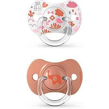 Suavinex, Juego de 2 chupetes de silicona Sx Pro, suaves y flexibles, de 6/18 meses, color rosa