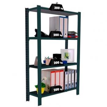 Estantería Simon Rack OFFICLICK 4/400 Metal I.M. Antracita/Galva, dimensiones 1500x900x400 mm, 4 alturas, estilo industrial, metálica