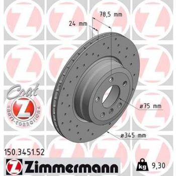 Disco de freno ZIMMERMANN 150.3451.52