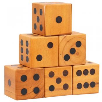 Juego de dados de patio gigantes 6 piezas madera maciza de pino