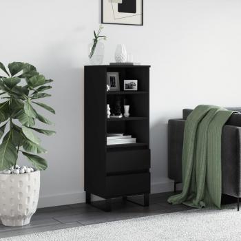 Aparador alto de madera contrachapada negro 40x36x110 cm, mueble de almacenaje para salón, buffet y armario auxiliar