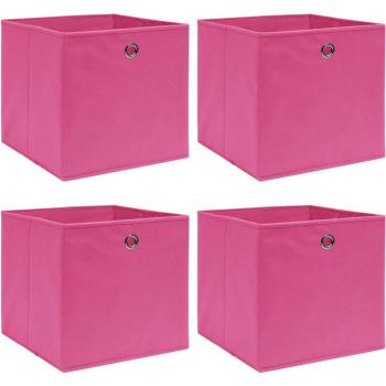 Cajas de almacenamiento Día y Noche 4 uds tela rosa 32x32x32 cm
