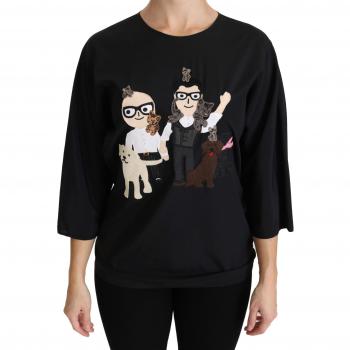 Dolce & Gabbana Black #dgfamily Top T-shirt Silk Blouse - IT36 | XS