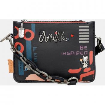 Bolso bandolera sintético Anekke con diseño multicolor y tres compartimentos