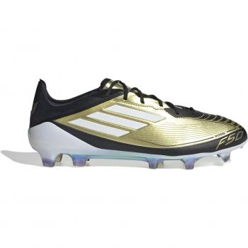 Botas de fútbol Adidas F50 Elite Messi FG, ligeras, con suela FG para césped firme, diseño inspirado en Lionel Messi, tecnología SprintFrame para estabilidad y velocidad, parte superior sintética para un toque preciso