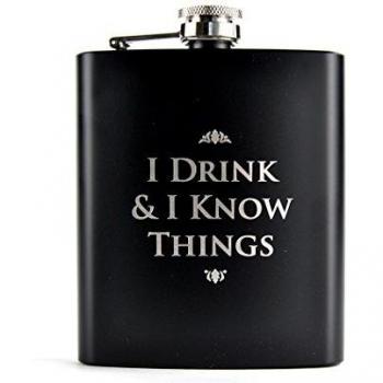 Game of Thrones-Petaca de Juego de Tronos con Texto I Drink&I Know Things, Multicolor
