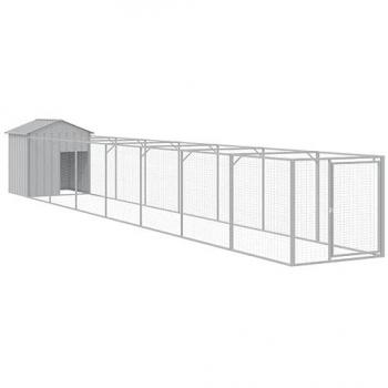 vidaXL Galvanised Steel Dog House with Roof - Light Grey, 117x81.3x123 cm