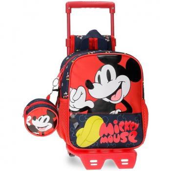 Mochila Guardería Mickey Mouse fashion 25cm con carro