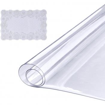Protector de Mesa Rectangular Transparente 45,7 x 92,5 cm PVC Impermeable y Resistente al Calor 80°C