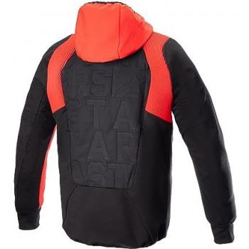 Chaqueta textil de motocicleta Alpinestars MO.ST.EQ Hybrid con capucha, color negro y rojo