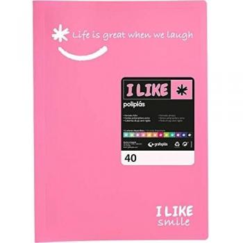 Grafoplás 1440853. Carpeta con Fundas, Tamaño Folio, Color Rosa Claro, 40 Fundas Transparentes Polipropileno
