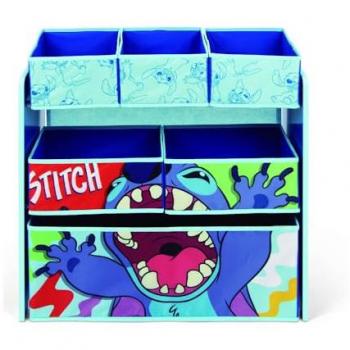 Organizador de Madera Lilo & Stitch con 6 Cubetas Textiles, Dimensiones 62x30x60cm, Producto Oficial para Niños y Niñas