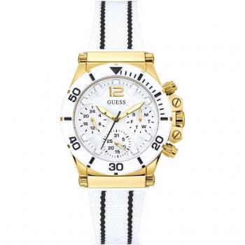 Reloj Guess Co-Pilot GW0406L1 para mujer, con diseño elegante, caja de acero inoxidable, esfera analógica, correa de piel sintética, resistencia al agua hasta 30 metros y detalles en dorado