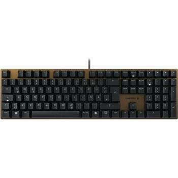 Teclado Mecánico CHERRY KC 200 MX - USB QWERTZ Alemán, Cableado, Interruptores MX2A Silent Red, Negro/Bronce