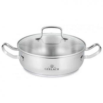 Gerlach Olla con tapa simple de 24 cm, 2 L, acero inoxidable, Plata