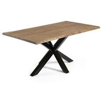 Kave Home - Mesa de Comedor Argo Rectangular 180 x 100 cm de Madera de Roble y Patas de Acero en Negro