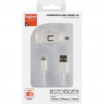 Bigben Interactive BC269182 - Adaptador USB de coche y cable Lightning, blanco