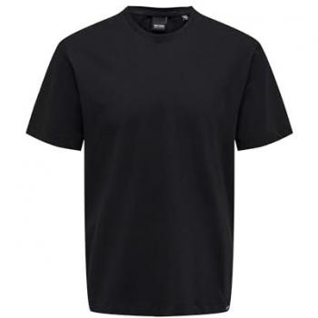Camiseta Only & Sons Max Life Regular Fit Negra para Hombre con Costuras Detalladas