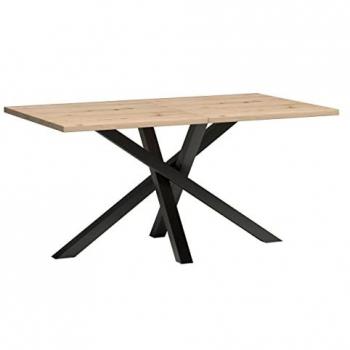 Mesa Extensible Stanton 146, Aglomerado Laminado y Metal, 160 x 90 x 75 cm, Color Negro y Roble