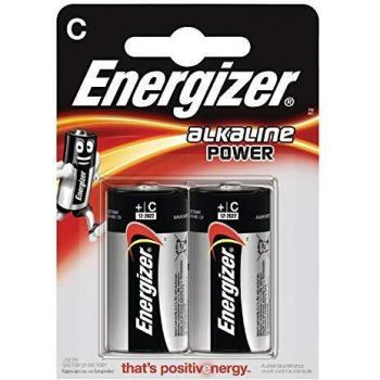 Energizer - Alkaline Power, Pack de 2 pilas C, larga duración para uso cotidiano, sin sulfatación y mantiene carga 10 años