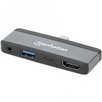 Manhattan 4-in-1 USB-C PD Mobile Docking Station with HDMI, USB-A, and Audio Port - 100W Power Delivery