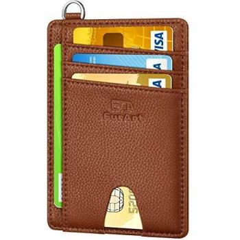 FurArt Cartera minimalista delgada, bolsillo frontal, bloqueo RFID, soporte para tarjetas de crédito con desmontaje en forma de D - - S