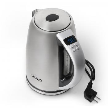 OZAVO Hervidor de Agua Eléctrico | Ajuste de Temperatura | 1.8L 2000 watios | LED Pantalla Muestra Temperatura en Tiempo Real | Mango Táctil Fresco | Auto Apagado | Libre de BPA | 304 Acero Inoxidable