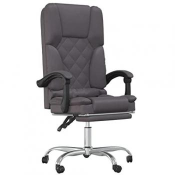 Silla de oficina reclinable masaje cuero sintético gris Vidaxl
