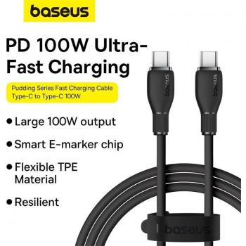 Cable USB-C a USB-C Baseus Pudding Series Carga Rápida 100W 1.2m Blanco