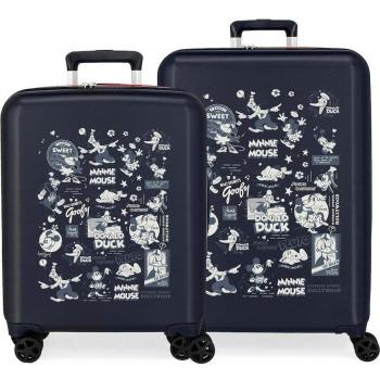 Disney Juego de Maletas Rígidas 100 Mickey Comic 55cm y 70cm con Capacidad de 119L Azul Special Shine