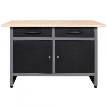 METALLMOBELL- MB006 BANCO DE TRABAJO METALICO 120X60X84CM. CON 2 CAJONES, 2 ARMARIOS CON CERRADURA Y LLAVE Y TABLERO DE 3CM