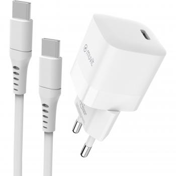 Muvit for Change Pack Cargador de Pared Tipo C PD 30W + Cable Tipo C a Tipo C 3A 1.2m Blanco