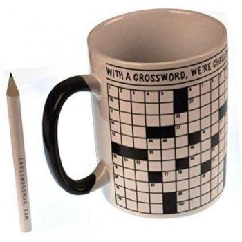 Crossword Puzzle Coffee Mug - Exercise Your Mind While You Warm Your Belly - Comes in a Fun Gift Box