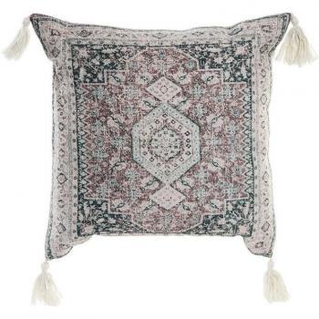 Cojín de algodón desgastado beige con diseño elegante y suave