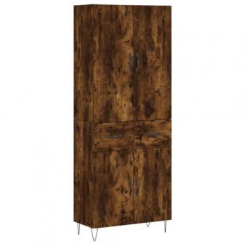 Aparador alto de madera contrachapada en roble ahumado 69,5x34x180 cm