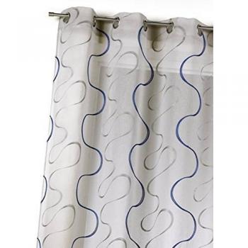 Cortina de Voile Bordada y Fantasía Azul 140x240 cm
