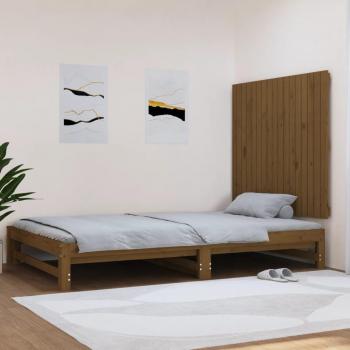 Cabecero de cama de pared en madera maciza de pino ámbar 108x3x90 cm