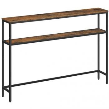 Mesa Consola Moderna de 2 Niveles para Pasillo, Marrón Rústico y Negro Tinta, 120 cm