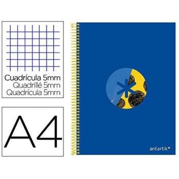 Cuaderno espiral liderpapel a4 micro antartik tapa forrada120h 100 gr cuadro 5 banda 4 taladros trending azul 2020