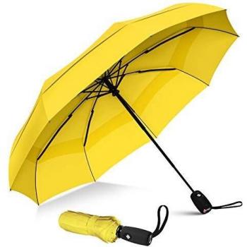Paraguas de viaje resistente al viento, de secado rápido y apertura y cierre automáticos Amarillo amarillo