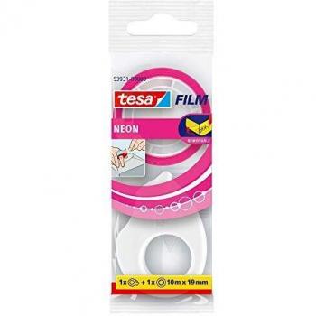 tesafilm Neon , cinta de señalización, se elimina sin dejar restos, reposicionable, efecto señalizador, tamaño del rollo 10 m:19 mm