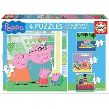 Educa Peppa Pig Conjunto de Puzzles Progresivos, multicolor