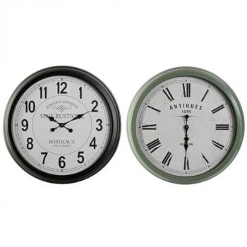 Reloj de Pared Home ESPRIT Negro y Verde de Metal y Cristal (70 x 9 x 70 cm, 2 Unidades)