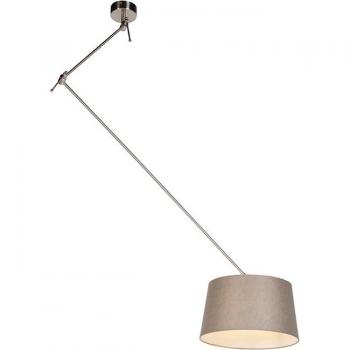 Lámpara colgante rústica de lino visón 35cm - Blitz I, acero, adecuada para LED, max. 1 x 60 Watt