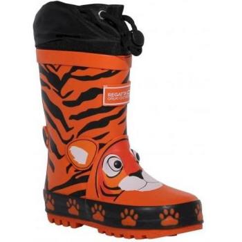 Regatta Kids Unisex Tiger Print Waterproof Wellington Boots - Blaze Orange - Size UK 3