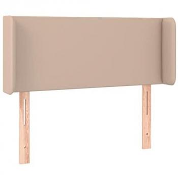 Cabecero de Cama Tapizado en Cuero Sintético Color Capuchino 103x16x78/88 cm con Diseño de Orejas