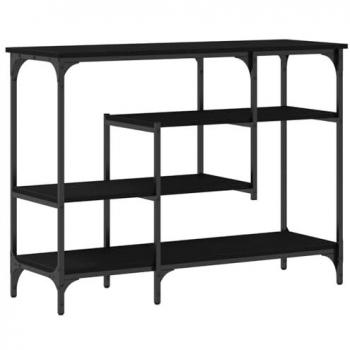 Mesa Consola Minimalista con Estante de Almacenamiento en Roble Negro 100 x 35 x 75 cm, Construcción de Madera Ingenierizada y Metal
