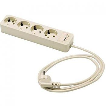 FAMATEL – Regleta de 4 tomas | Enchufes con Interruptor de encendido | Cable de 1,5 m | Hasta 3680W | 16A | 250V | Protección Infantil | Orientación tomas a 45o | Evita consumos fantasma | Blanco