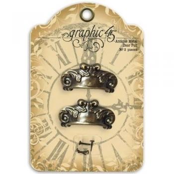 Porta di metallo ornato Staples tira 2/Pkg-Shabby Chic con 4 Brads
