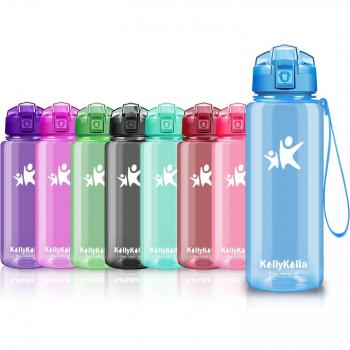 KollyKolla Botella de Agua Deportes, Botellas Sin BPA Tritan Plástico Reutilizables Ecológica con Filtro, Water Bottle para Niños, Gimnasio, Oficina, Senderismo, Viajes,